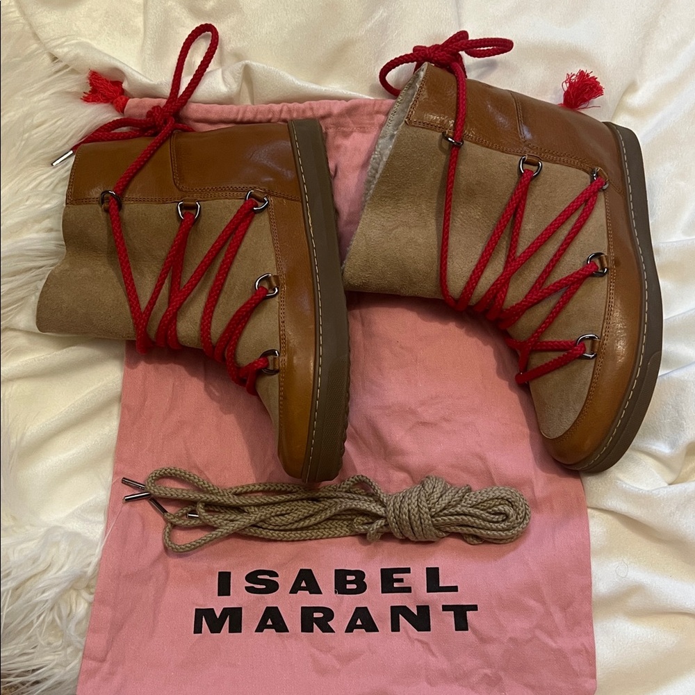 Isabel Marant Nowles Suede & Leather Snow Boot, Brown Size 41 New With Tags - Picture 5 of 12